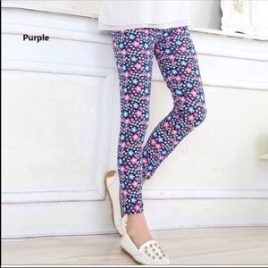 BOUTIQUE Blue & Pink Floral Girls Soft Leggings 2T